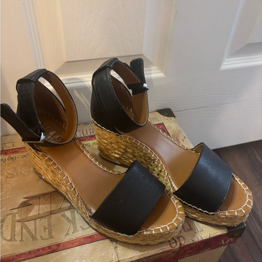 Black Wedge Sandals